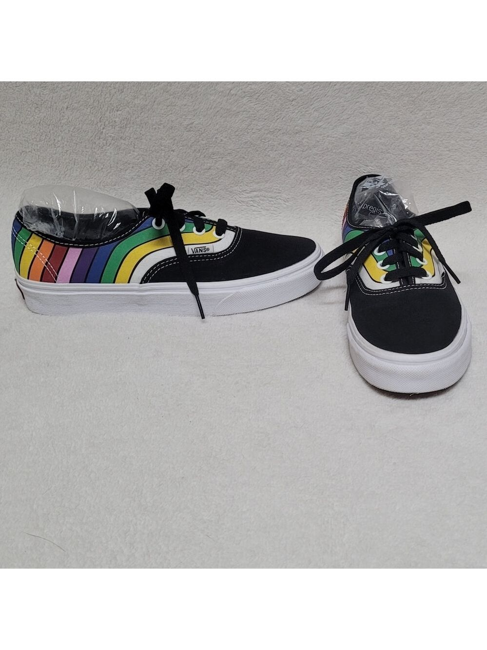 Vans Off the Wall Authentic Refract Black White Multi Low Top Canvas Sneakers 6